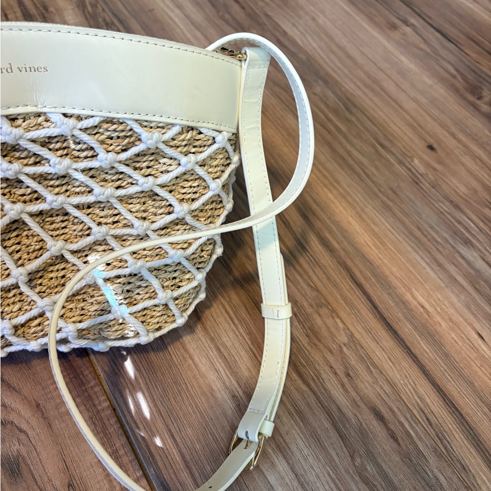 Vineyard Vines Cream and Tan Crossbody Bag with Woven Design